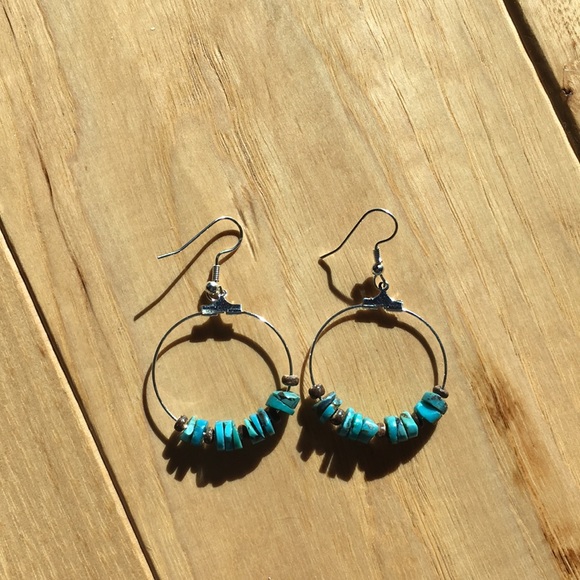 Jewelry - Turquoise ( real) and brown rondelle  ear rings